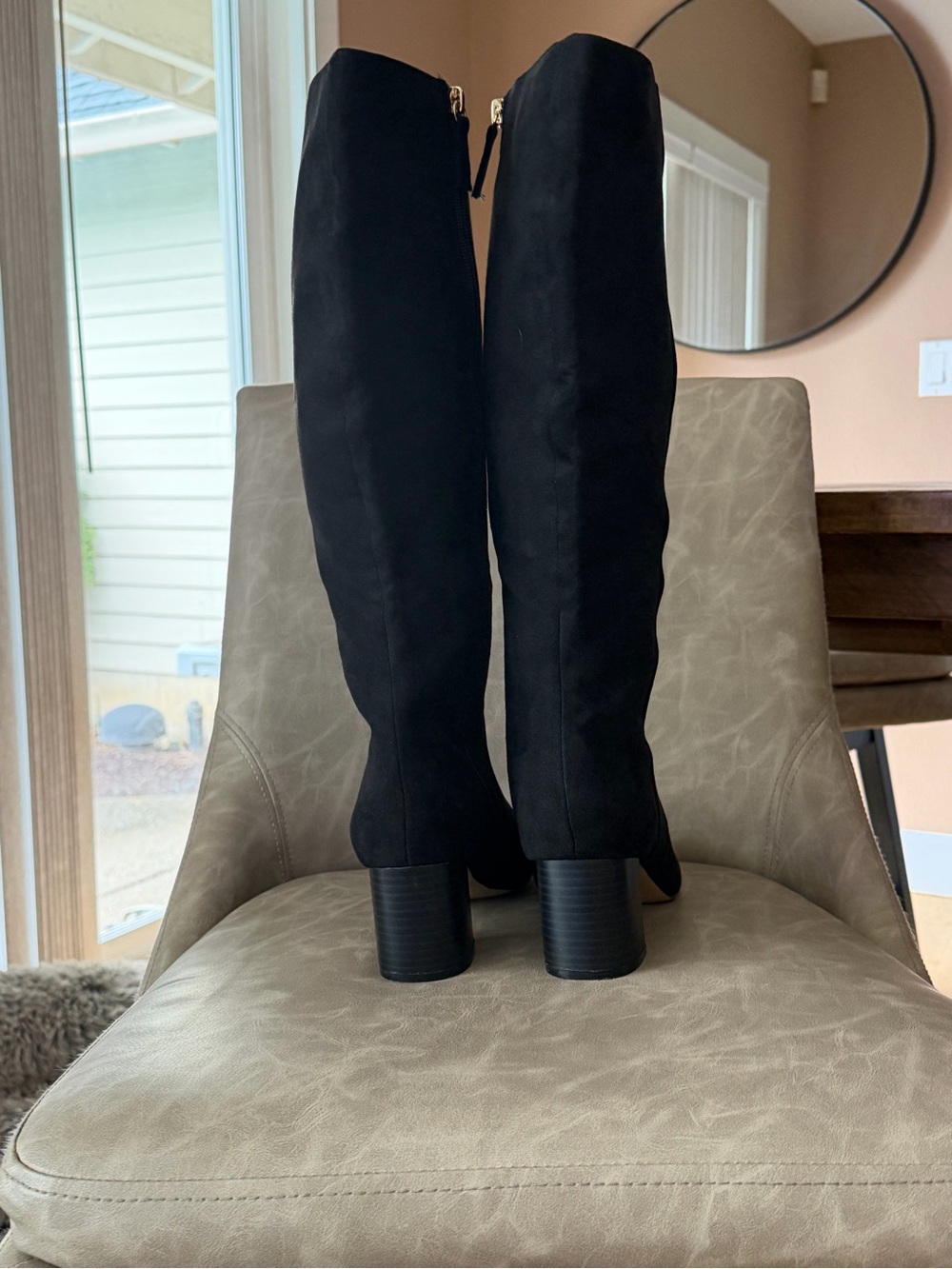 J. Crew Black Suede Knee-High Heeled Boots - Picture 4 of 8